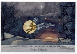 Pohľadnica Mesačné fázy so zajacmi - Zimný slnovrat